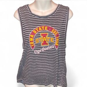 Iowa State Cyclones grey + black striped tank top size medium